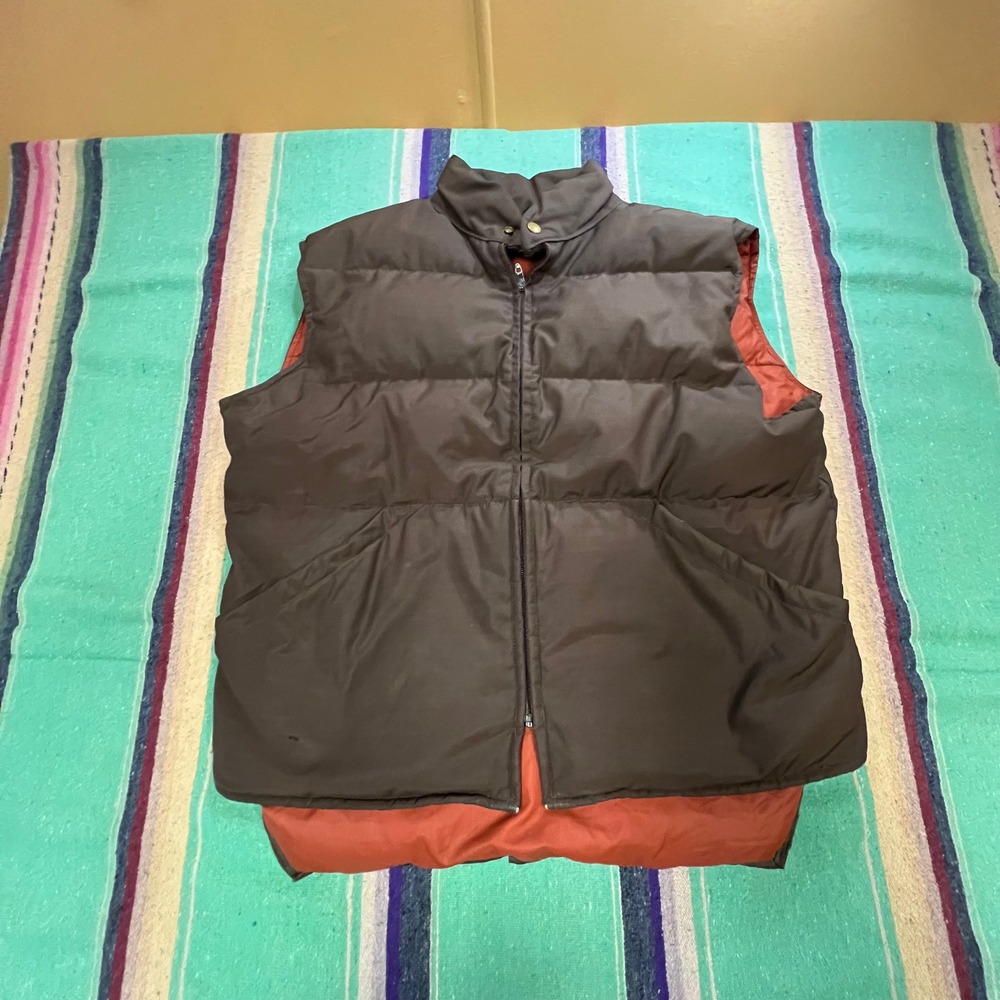 William Barry Struggle Gear Puffer Vest Mens L Brown Down Filled Vintage USA